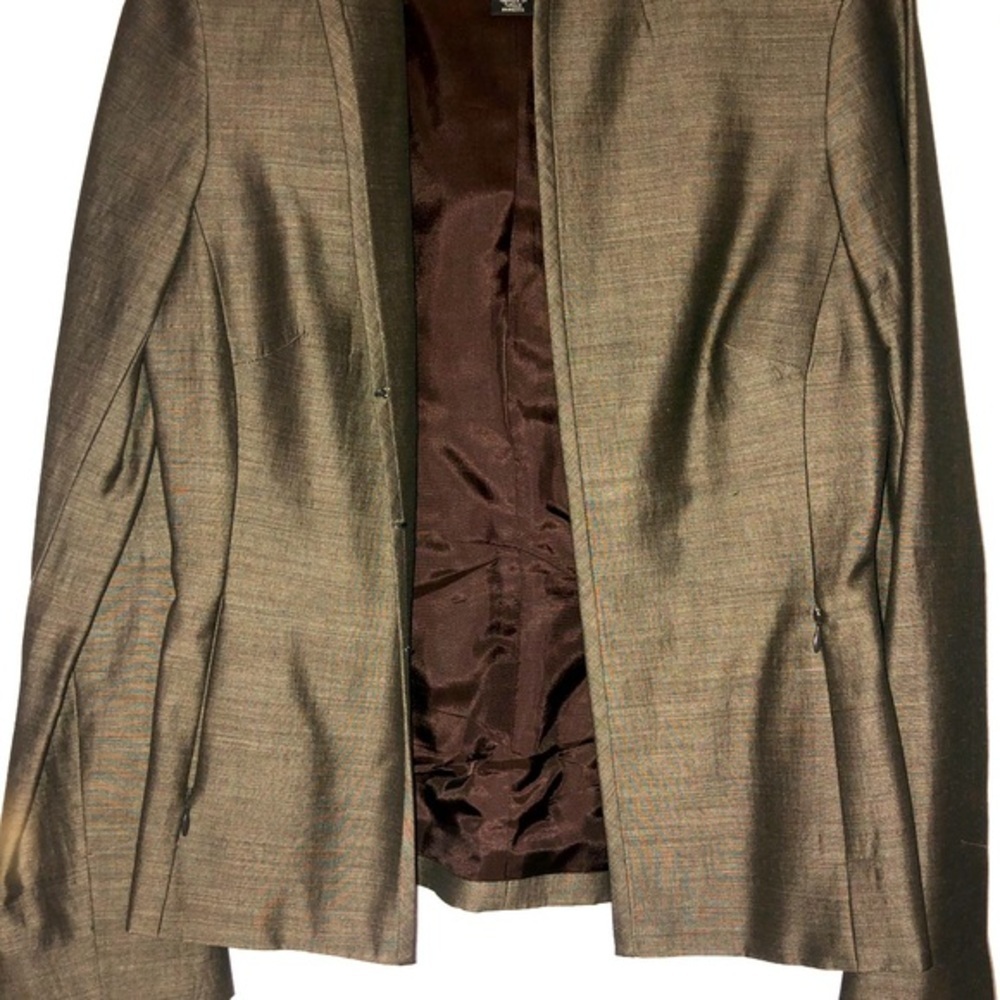 Kenneth Cole bronze metallic silk shantung look slim fit modern‎ blazer Size 2